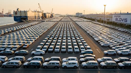 Mol Trading export team at a South Korean vehicle yard